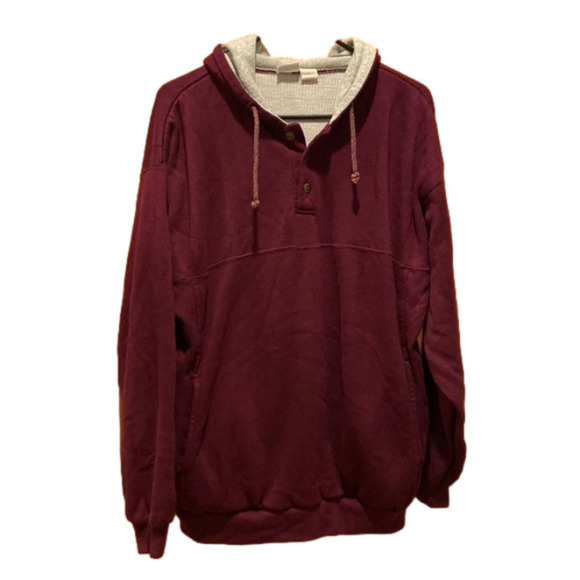 Maroon Quarter Button Hoodie - Picture 1 of 4